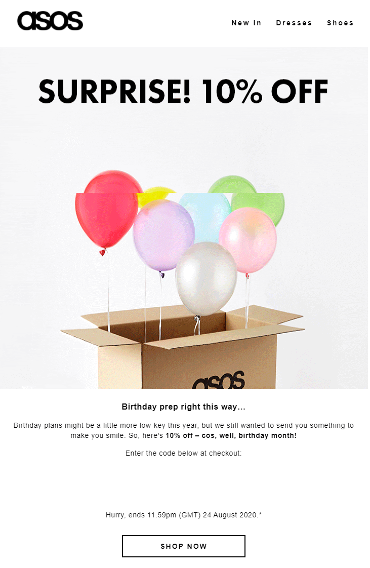 asos email automation for happy birthday