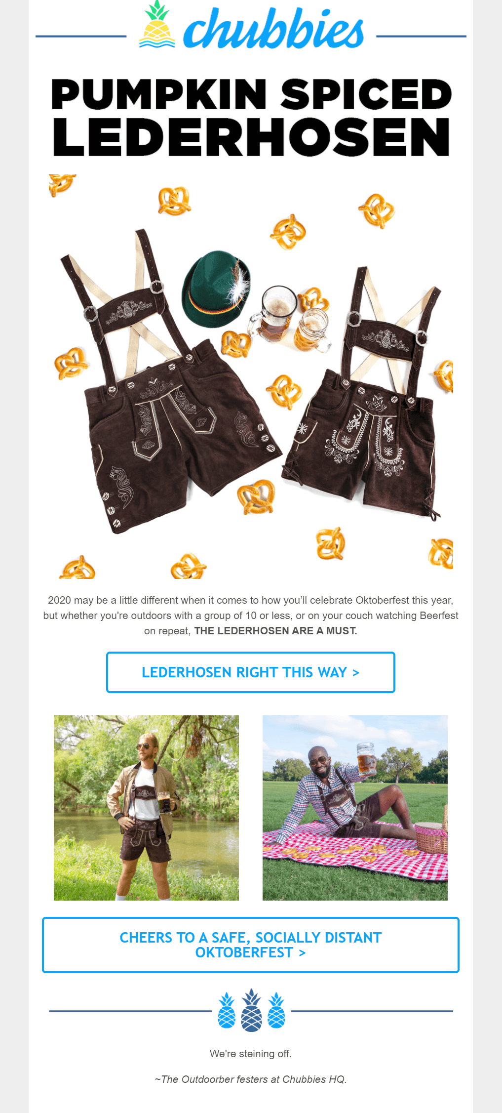 chubbies holiday email campaign 