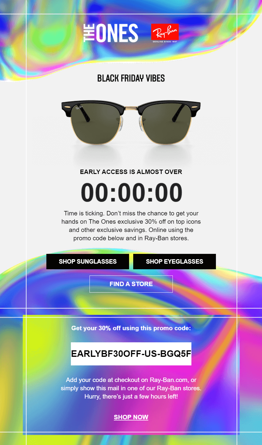 Rayban email countdown timer example
