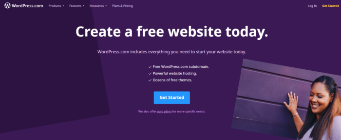 Wordpress.com free website builders