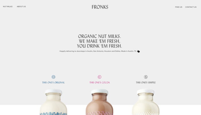 fronks ecommerce homepage design